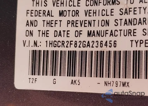 2016 Honda Accord Ex-L from USA, damaged, VIN 1HGCR2F82GA236456